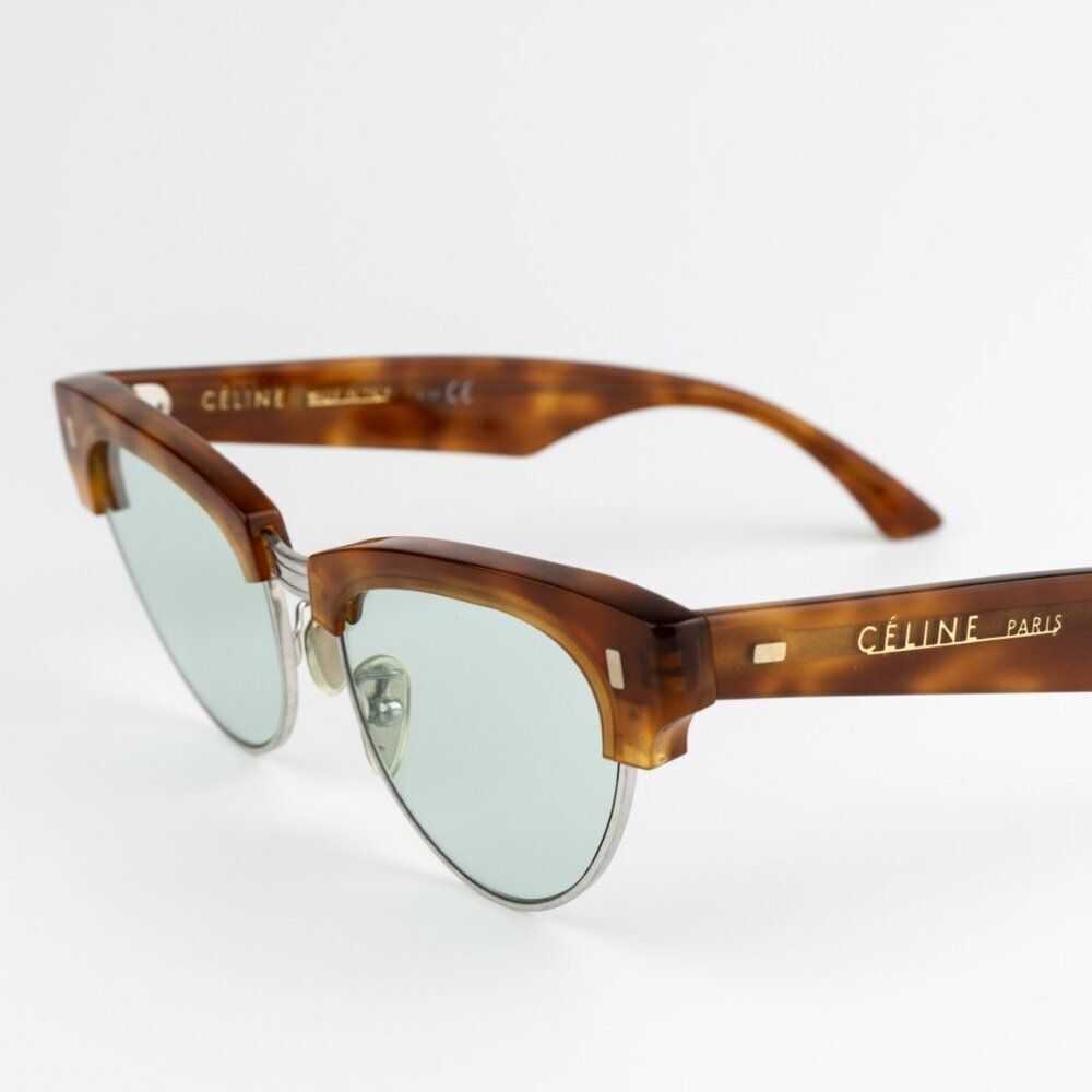 NEW Celine CL40059U 18N Shiny Rhodium Havana Green Women Cat Eye Sunglasses - Picture 5 of 12